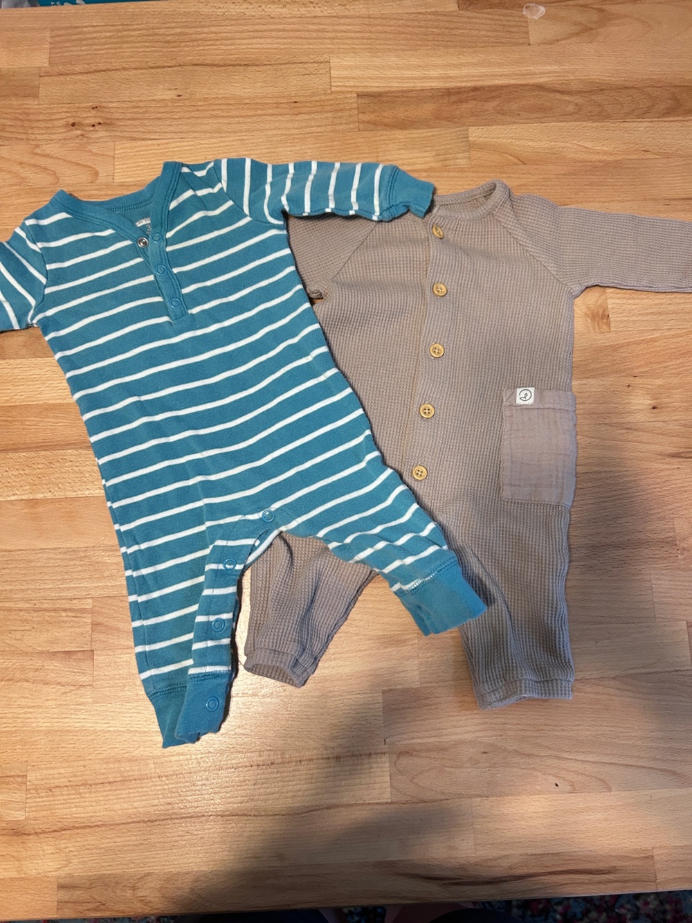 Set of two long sleeve rompers